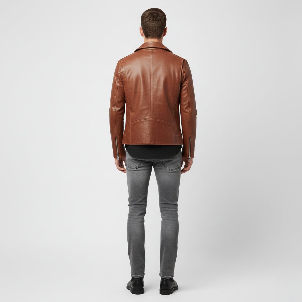 Men's Faux-Leather Biker Jacket