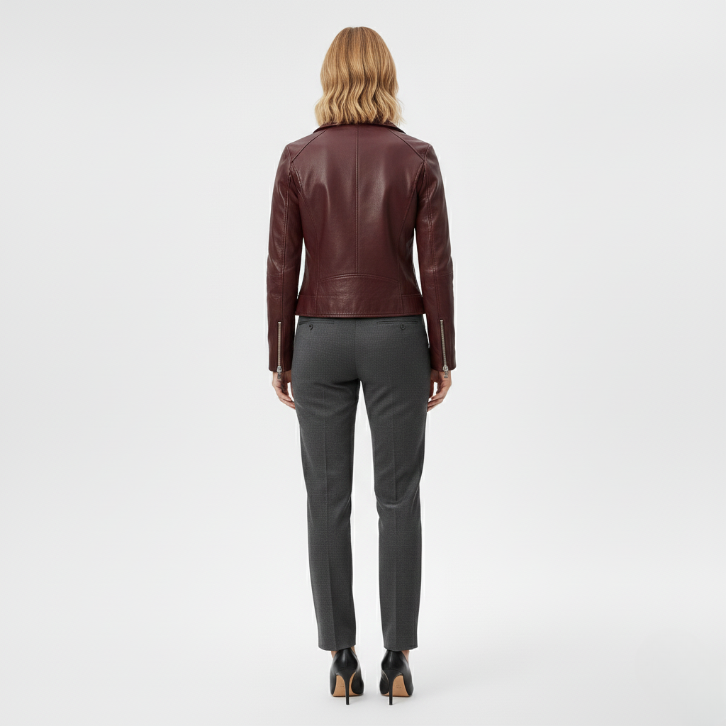 Women's Faux-Leather Biker Jacket
