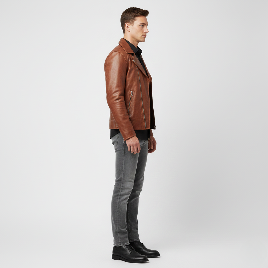 Men's Faux-Leather Biker Jacket