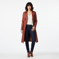 Women's Long Faux-Leather Coat