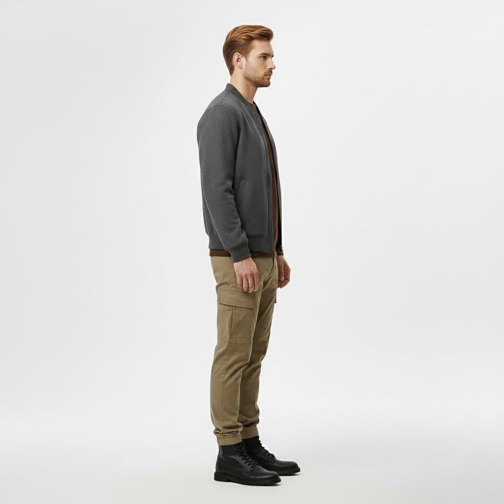 Men's Textured Bomber Jacket