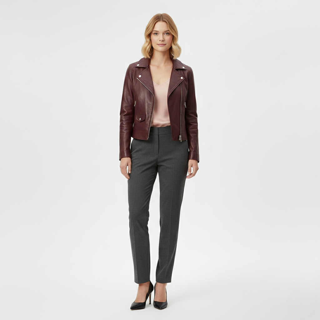 Women's Faux-Leather Biker Jacket
